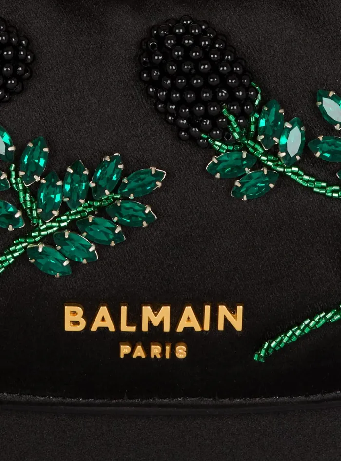 Small Jolie Madame Bag In Blackberryembroidered Satin Black Women Balmain Handbags