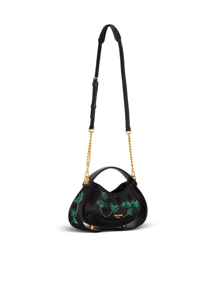 Small Jolie Madame Bag In Blackberryembroidered Satin Black Women Balmain Handbags