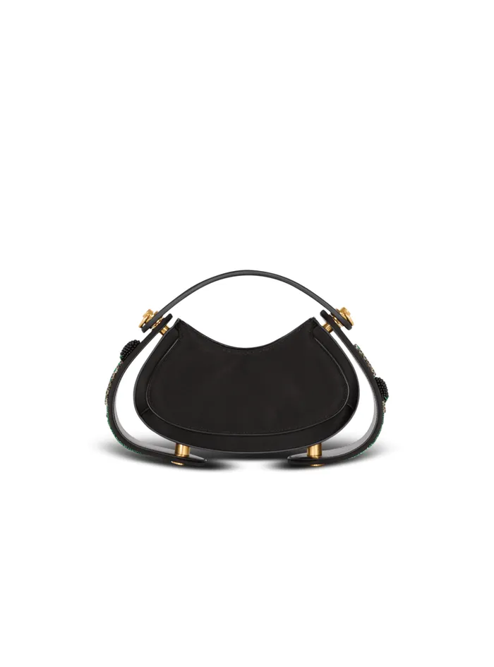Small Jolie Madame Bag In Blackberryembroidered Satin Black Women Balmain Handbags