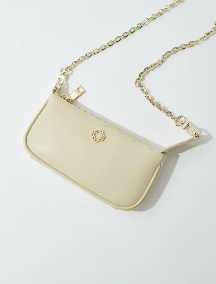 Small Leather Goods Women Maje Small Leather Clutch Bag Ecru