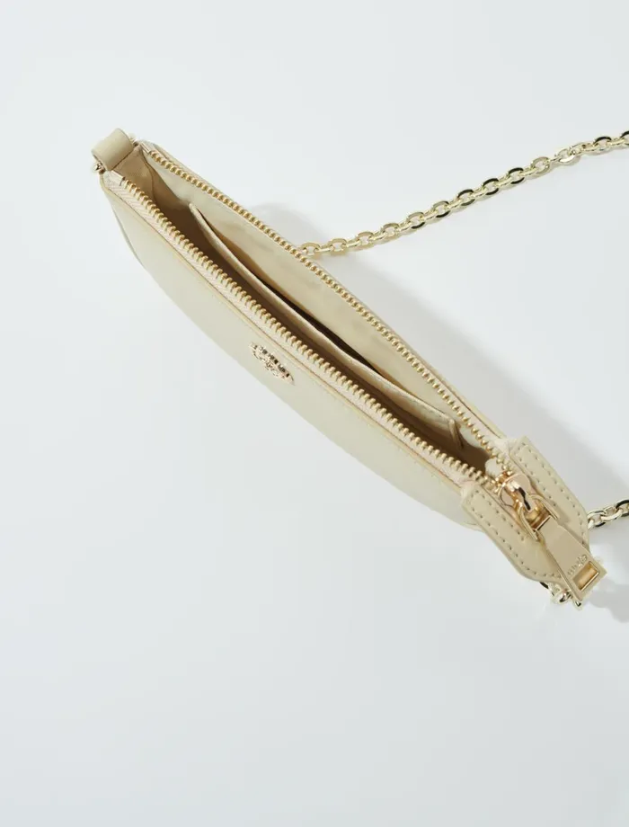 Small Leather Goods Women Maje Small Leather Clutch Bag Ecru