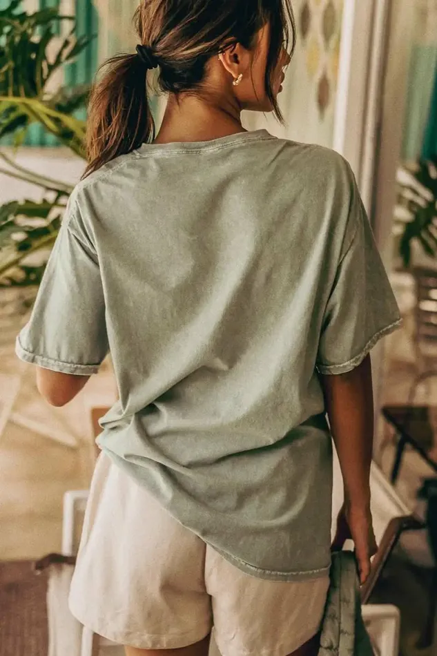 Smoky Mountain Graphic Tee Green Women Bohme Tees and Tanks