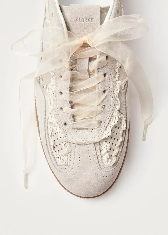 Sneakers Women ALOHAS Tb490 Crochet Cream Leather Sneakers