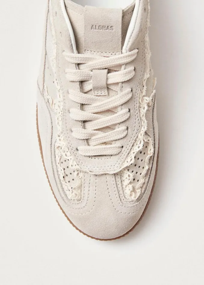 Sneakers Women ALOHAS Tb490 Crochet Cream Leather Sneakers