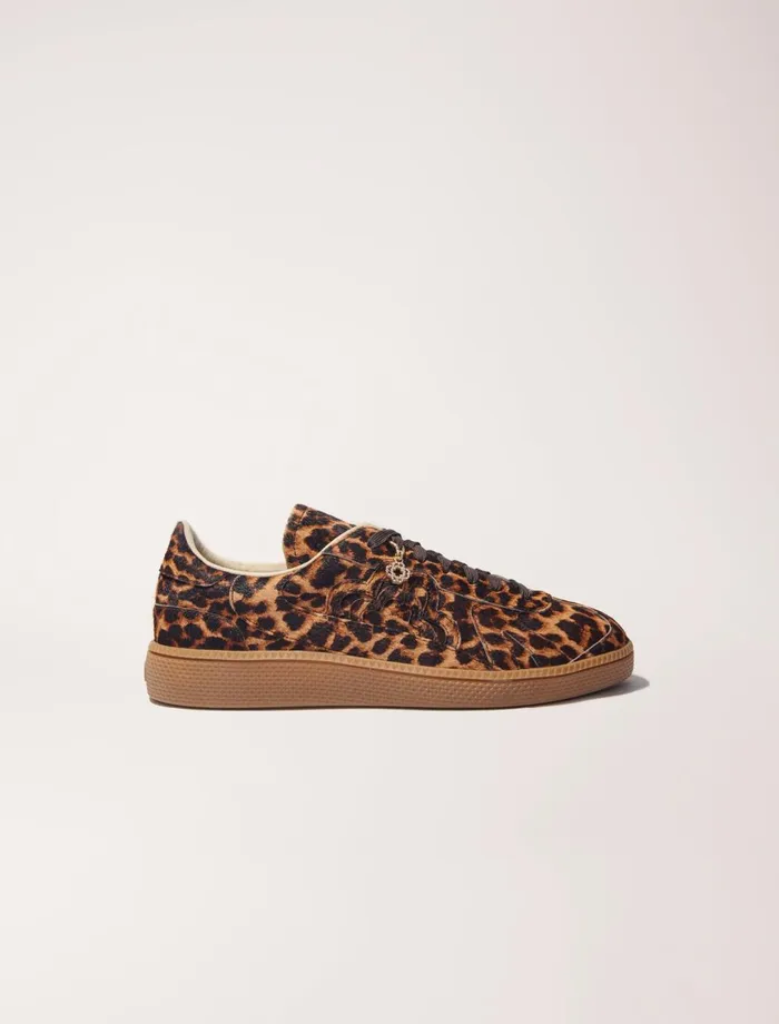 Sneakers Women Maje Leopard Print Leather Trainers Leopard Print