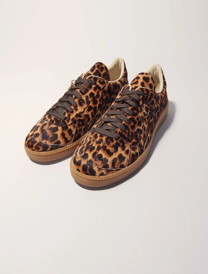 Sneakers Women Maje Leopard Print Leather Trainers Leopard Print
