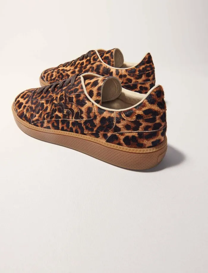 Sneakers Women Maje Leopard Print Leather Trainers Leopard Print