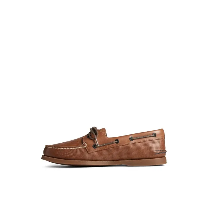 Sperry Authentic Original Deboss Leather Boat Shoe Medium Beige Men Boat Shoes