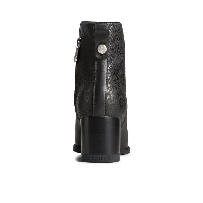 Sperry Seaport Heel Leather Boot Black Women Boots