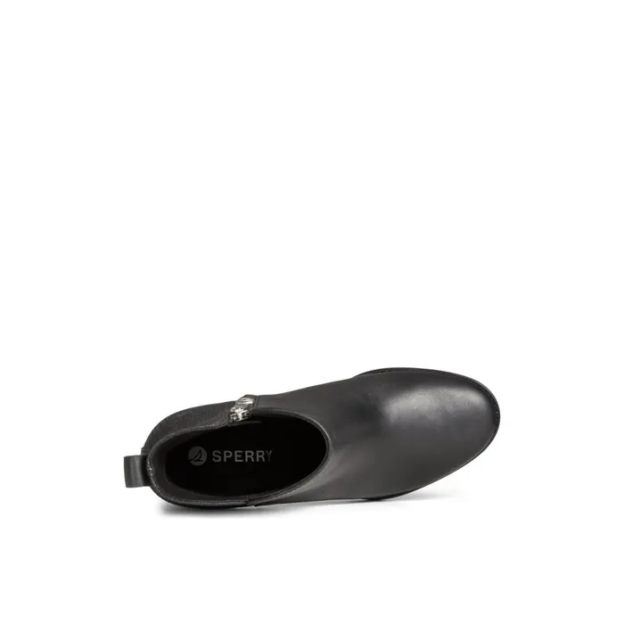 Sperry Seaport Heel Leather Boot Black Women Boots