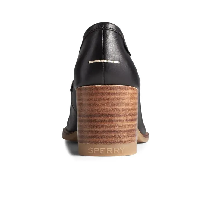 Sperry Seaport Penny Heel Leather Loafer Black Women Shoes
