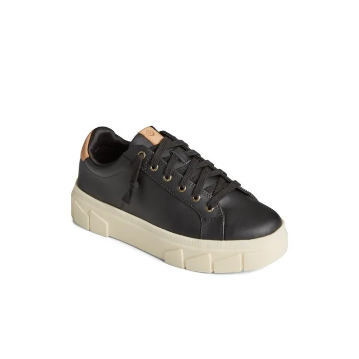 Sperry Winslow Leather Sneaker Black Women Sneakers