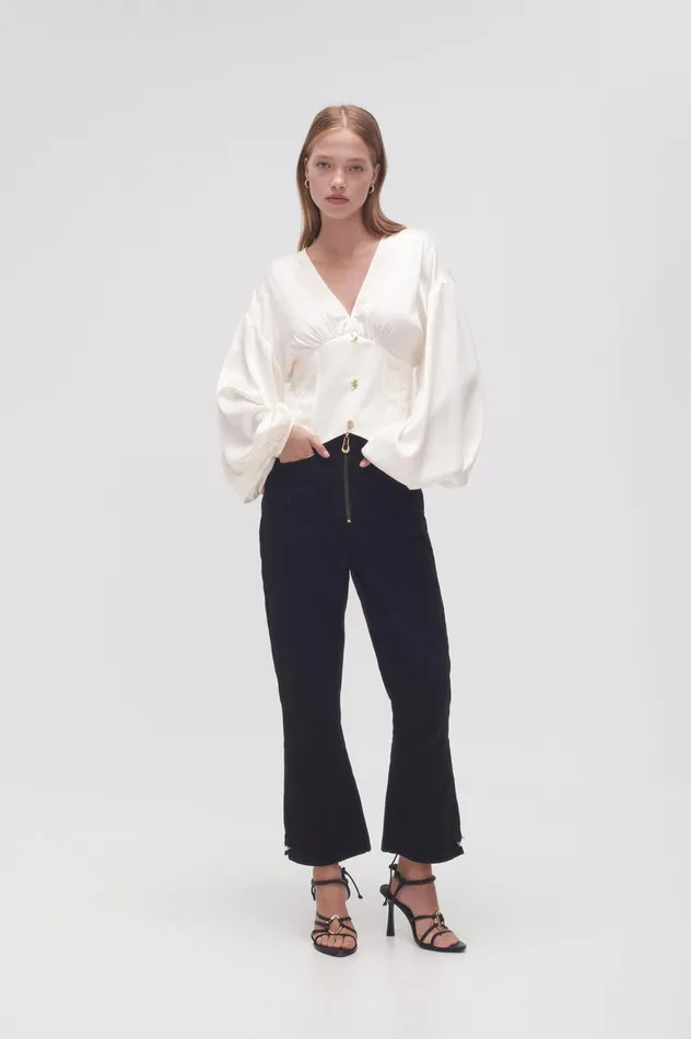 Spirit Corsetted Blouse Coconut Cream Women Aje Tops