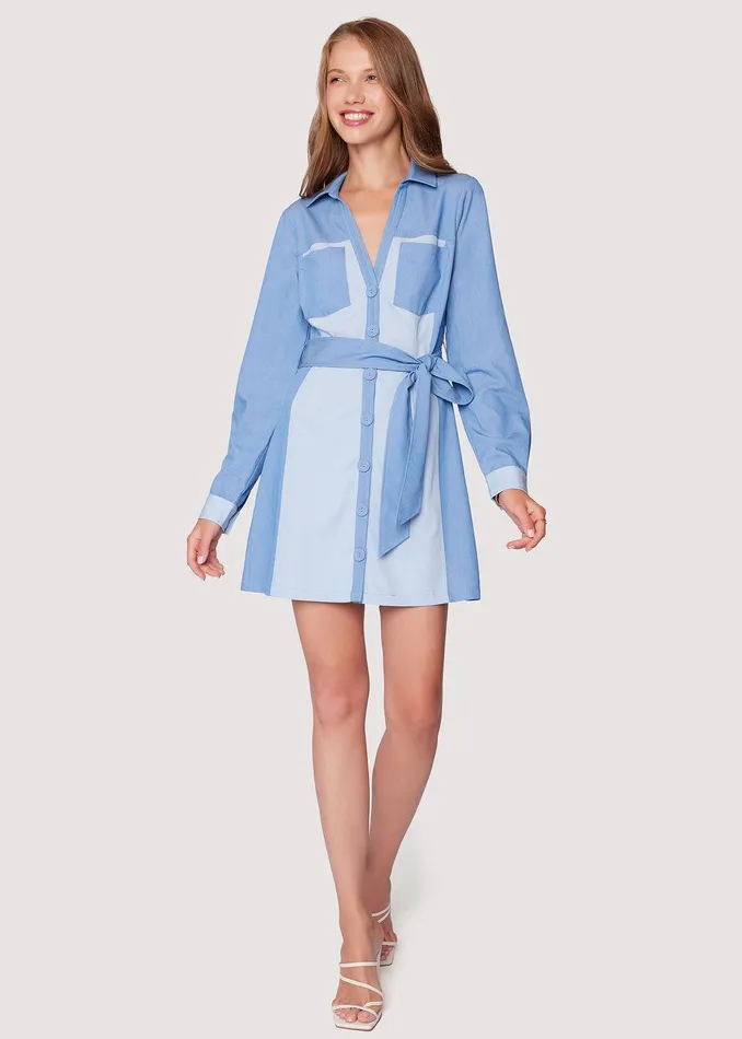 State Of Mind Mini Dress Twotonechambray Women Lost Wander Dresses
