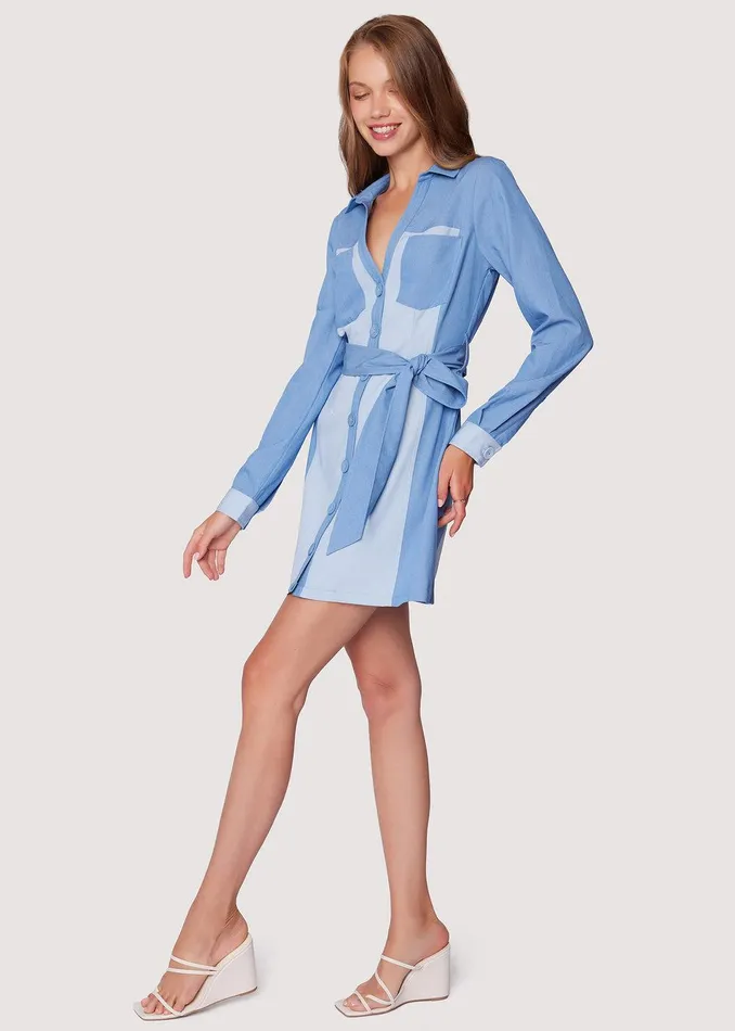 State Of Mind Mini Dress Twotonechambray Women Lost Wander Dresses