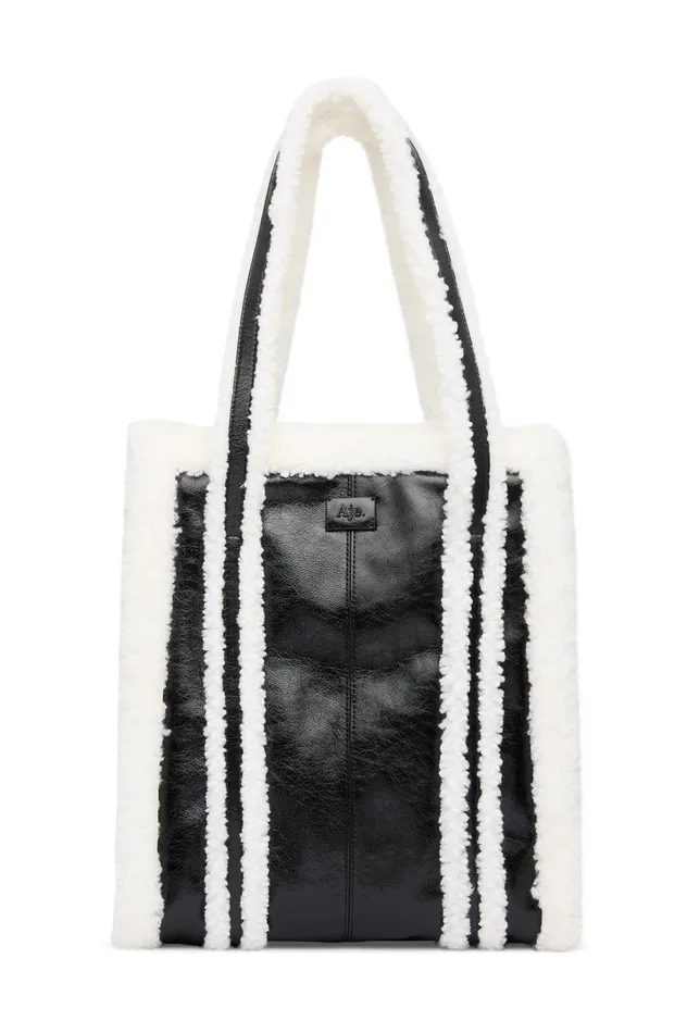 Stella Shearling Tote Blackivory Women Aje Handbags 038 Wallets