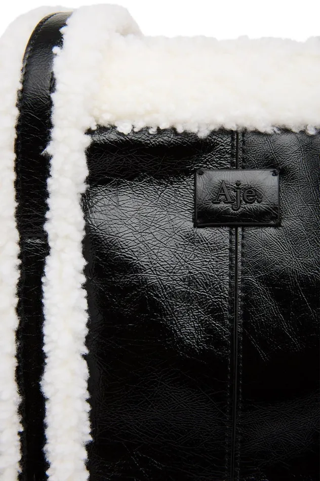 Stella Shearling Tote Blackivory Women Aje Handbags 038 Wallets
