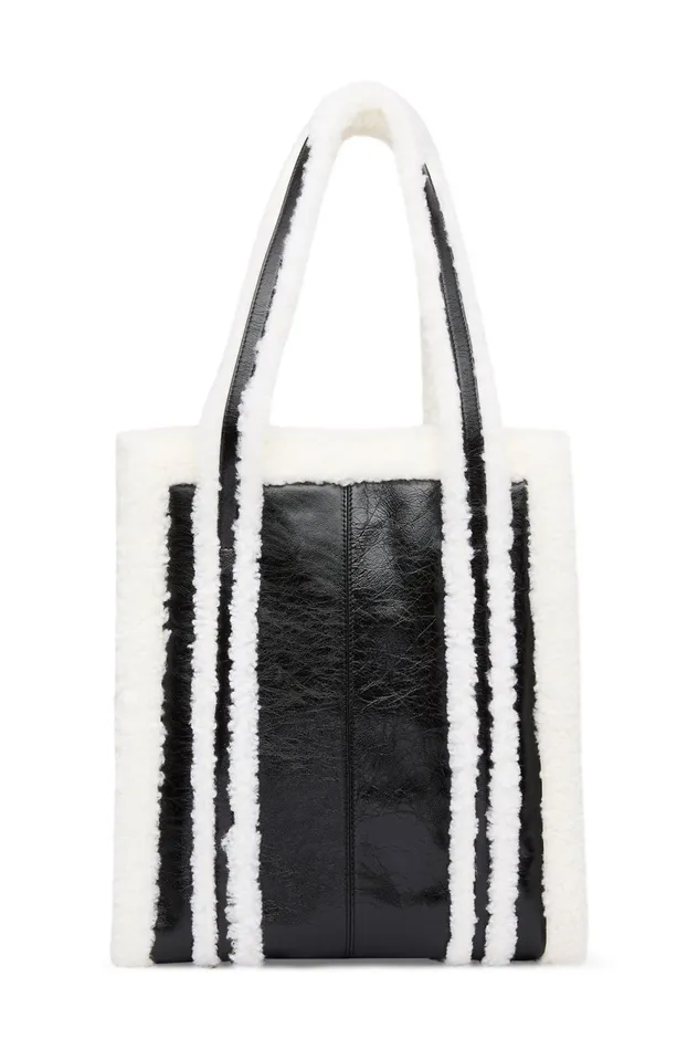 Stella Shearling Tote Blackivory Women Aje Handbags 038 Wallets