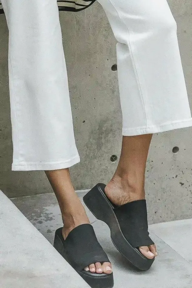 Steve Madden Slinky Platform Sandals Black Women Bohme Shoes