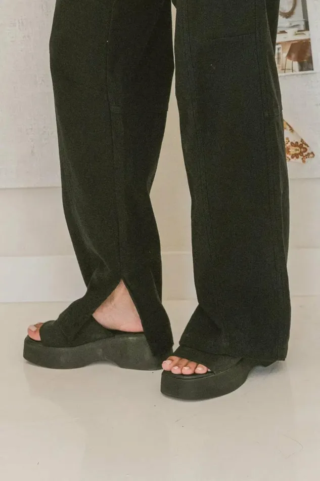 Steve Madden Slinky Platform Sandals Black Women Bohme Shoes
