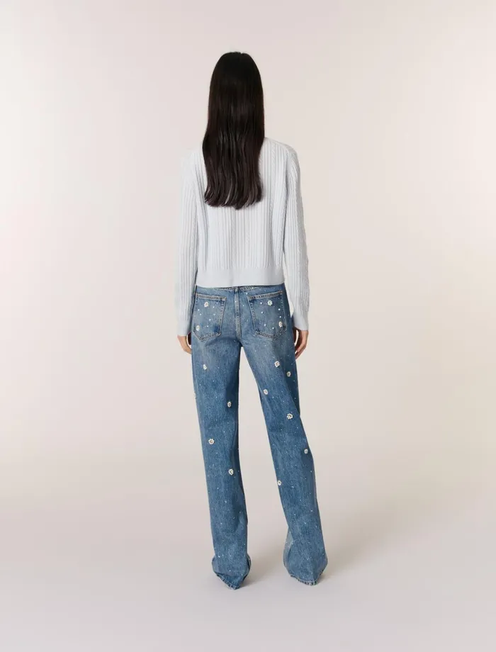 Sweaters and Cardigans Women Maje Cardigan With Jewellery Collar Blue