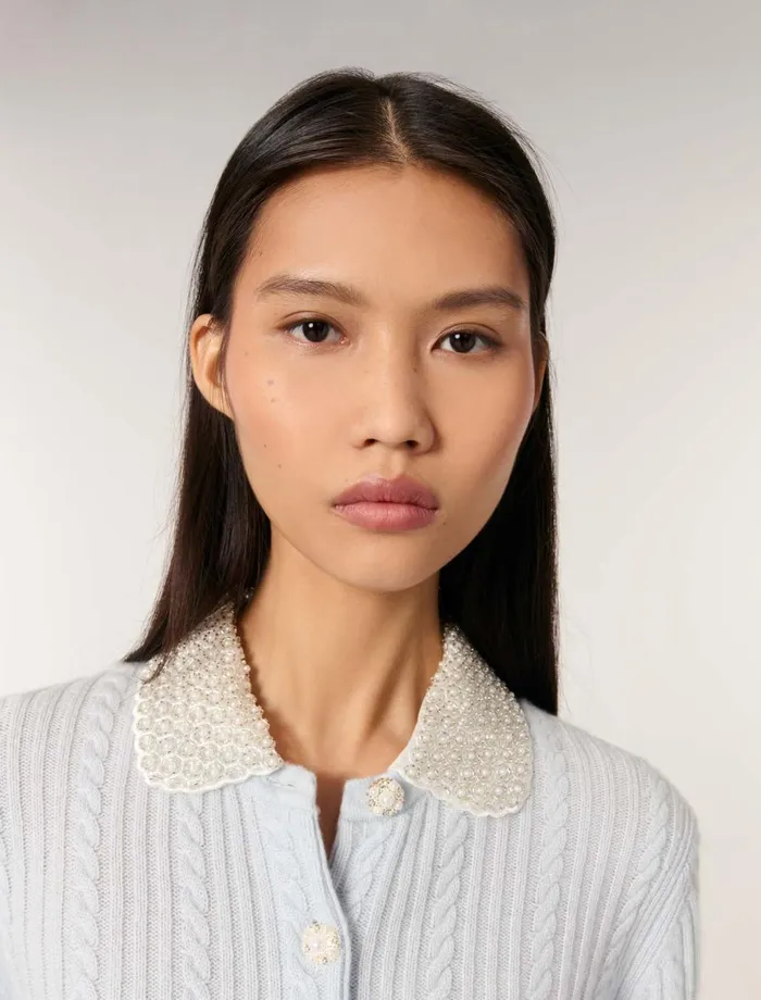 Sweaters and Cardigans Women Maje Cardigan With Jewellery Collar Blue
