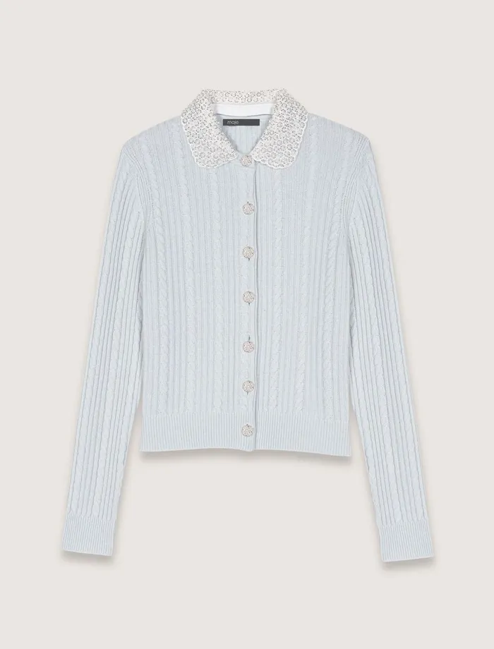 Sweaters and Cardigans Women Maje Cardigan With Jewellery Collar Blue