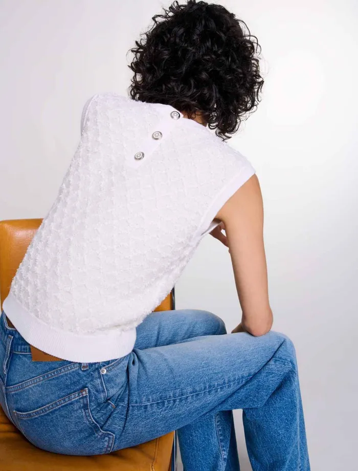 Sweaters and Cardigans Women Maje Sleeveless Knit Jumper Ecru