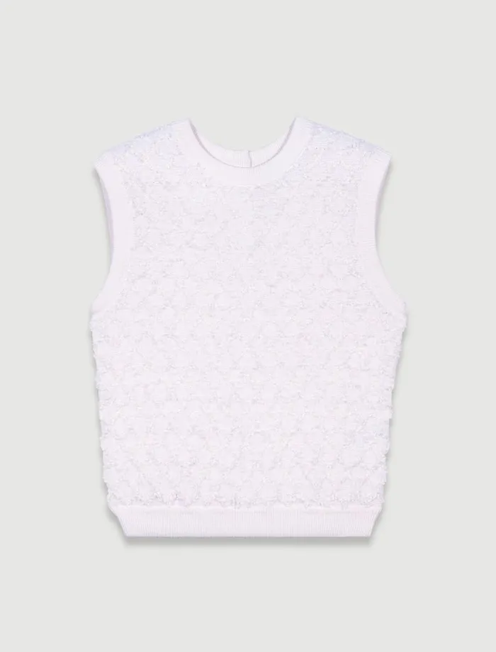 Sweaters and Cardigans Women Maje Sleeveless Knit Jumper Ecru