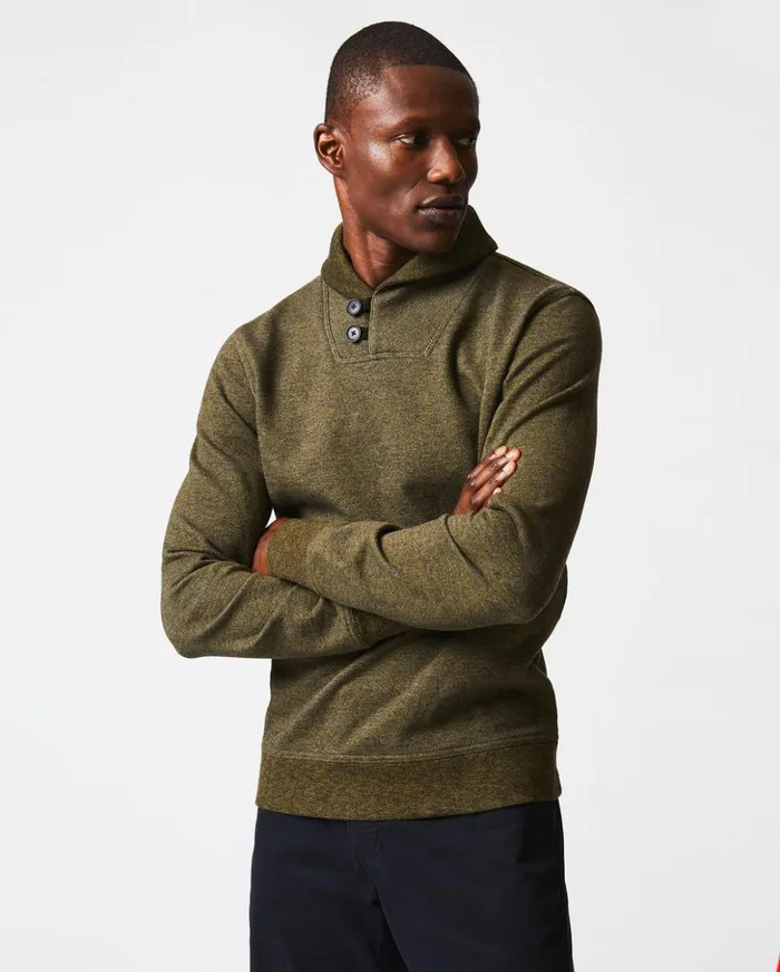 Sweaters and Sweatshirts Men Billy Reid Mouline Shawl Pullover Olive
