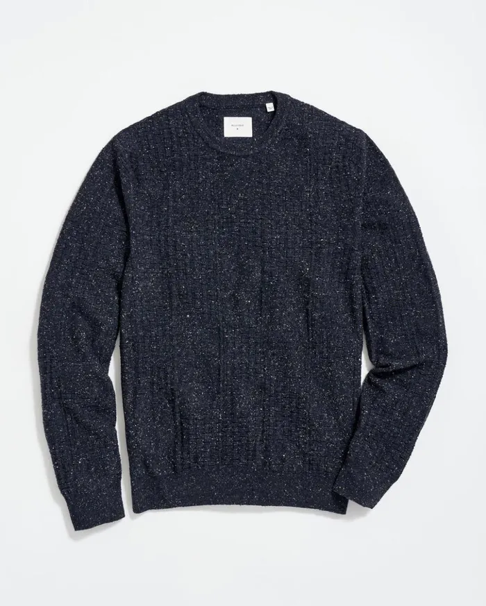 Sweaters and Sweatshirts Men Billy Reid Weave Sweater Crew Navy Marled