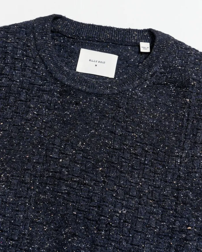 Sweaters and Sweatshirts Men Billy Reid Weave Sweater Crew Navy Marled