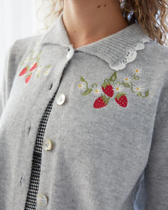 Sweaters Callie Embroidered Cardigan Strawberry Vine Lisa Says Gah Women