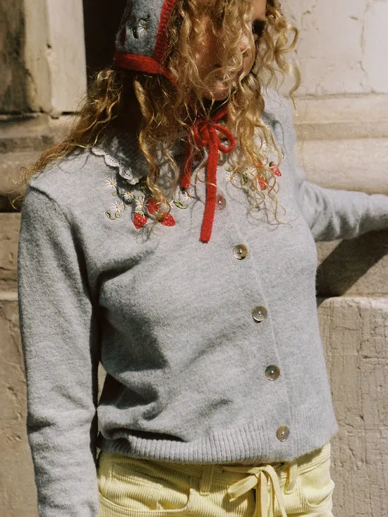 Sweaters Callie Embroidered Cardigan Strawberry Vine Lisa Says Gah Women
