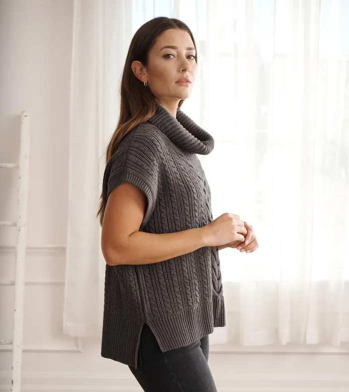 Sweaters Women Hatley Cable Knit Vest 8211 Charcoal Grey
