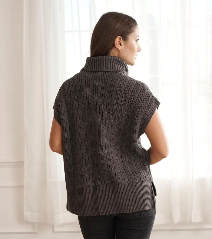 Sweaters Women Hatley Cable Knit Vest 8211 Charcoal Grey
