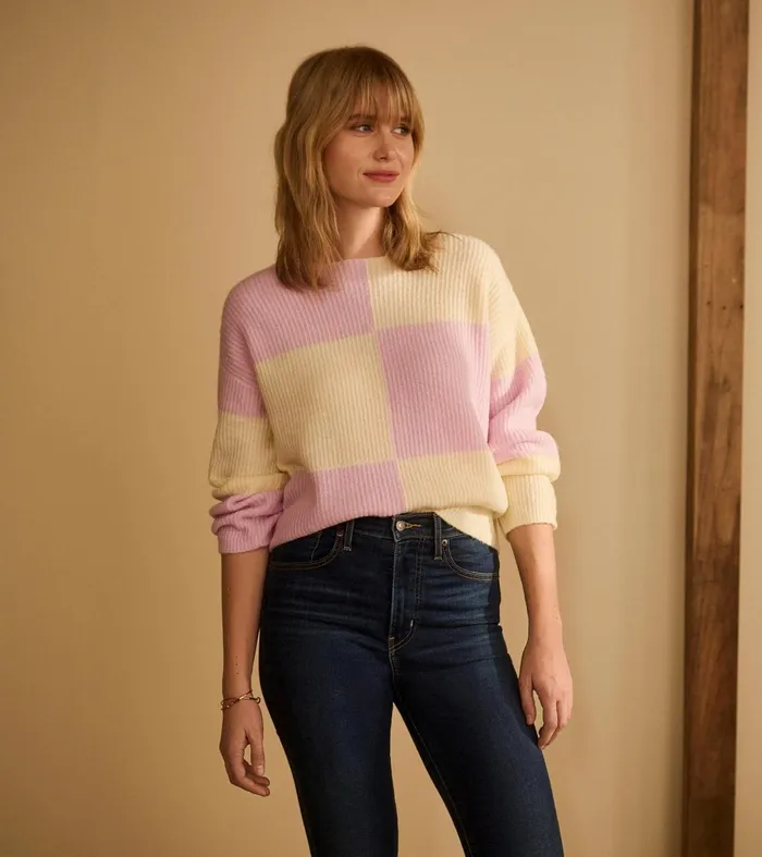 Sweaters Women Hatley Monroe Sweater 8211 Pink Blocks