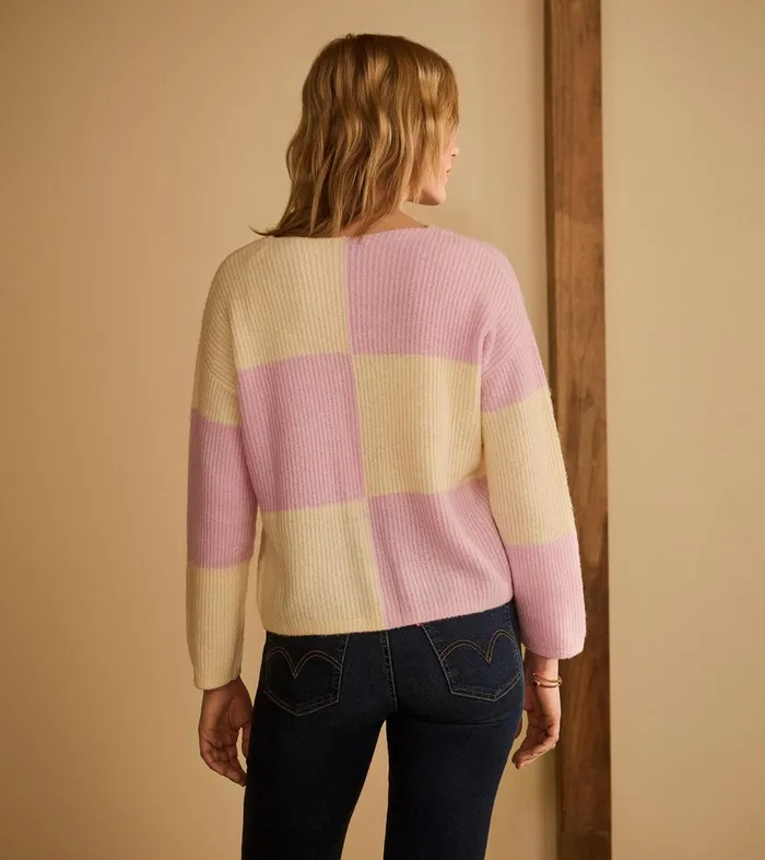 Sweaters Women Hatley Monroe Sweater 8211 Pink Blocks