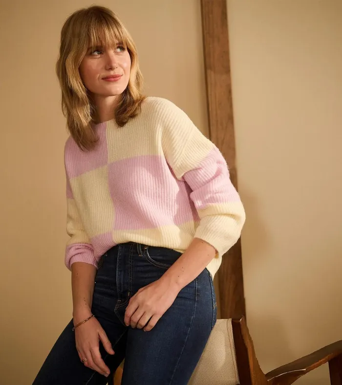 Sweaters Women Hatley Monroe Sweater 8211 Pink Blocks