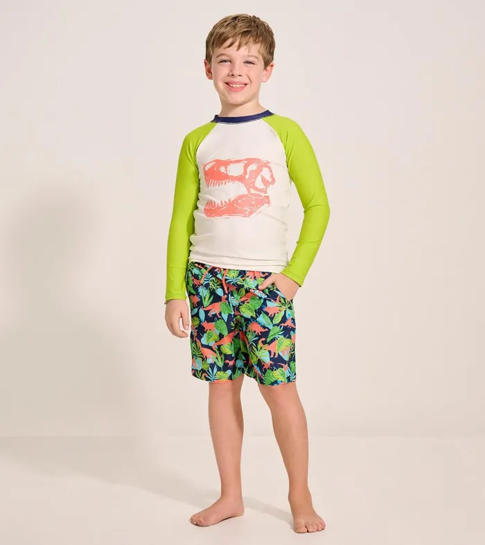 Swimwear Boys Hatley Boys Dino Skull Long Sleeve Rashguard