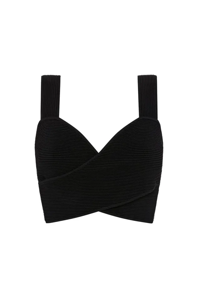 Sybil Twist Knit Bustier Black Women Aje Body 038 Crepe Knit