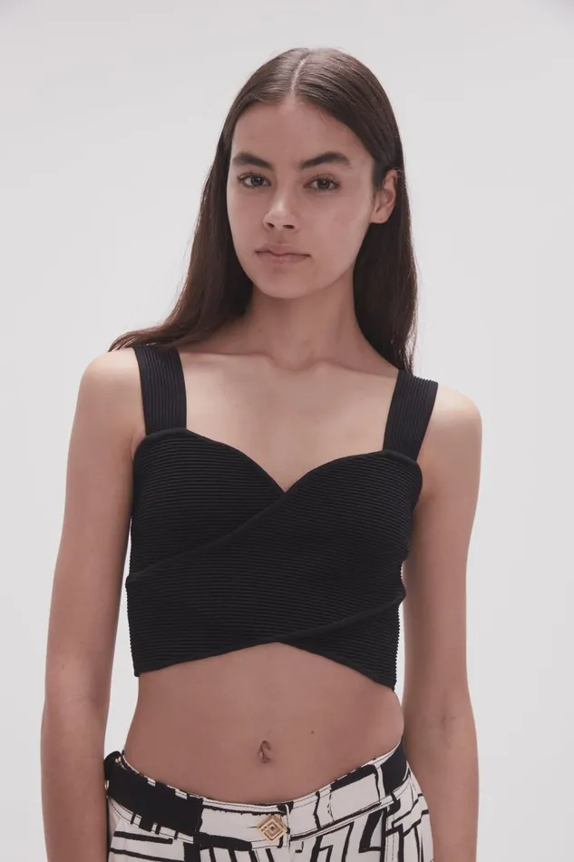 Sybil Twist Knit Bustier Black Women Aje Body 038 Crepe Knit