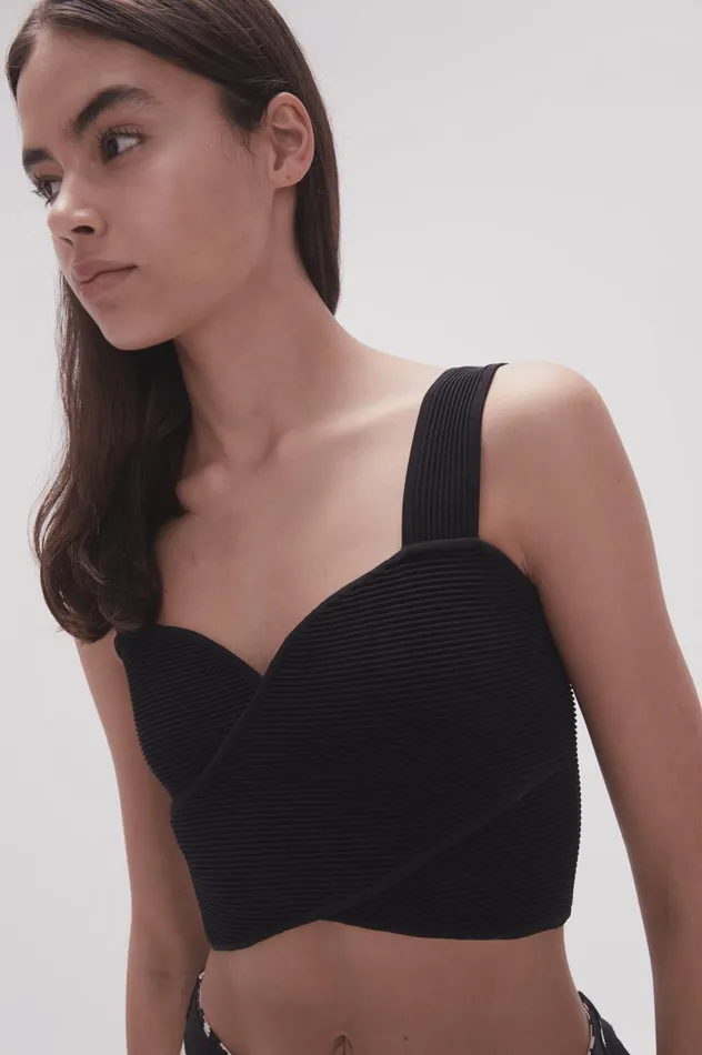 Sybil Twist Knit Bustier Black Women Aje Body 038 Crepe Knit