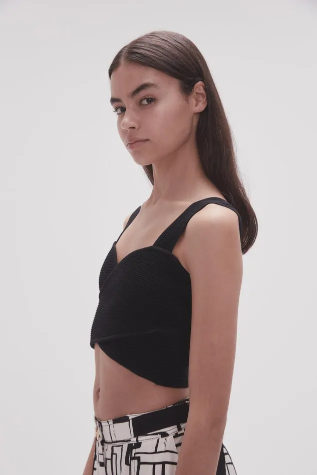 Sybil Twist Knit Bustier Black Women Aje Body 038 Crepe Knit