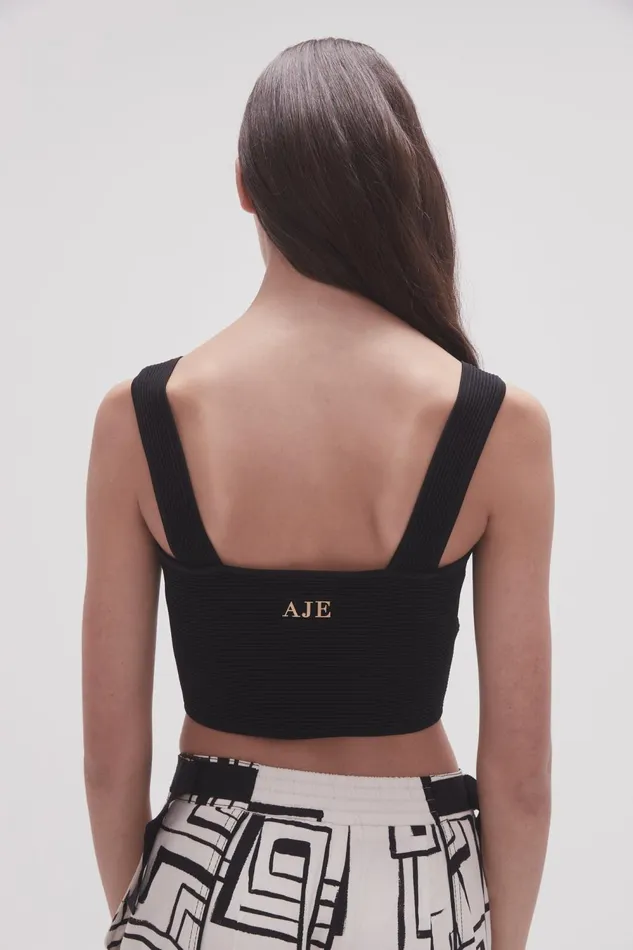 Sybil Twist Knit Bustier Black Women Aje Body 038 Crepe Knit