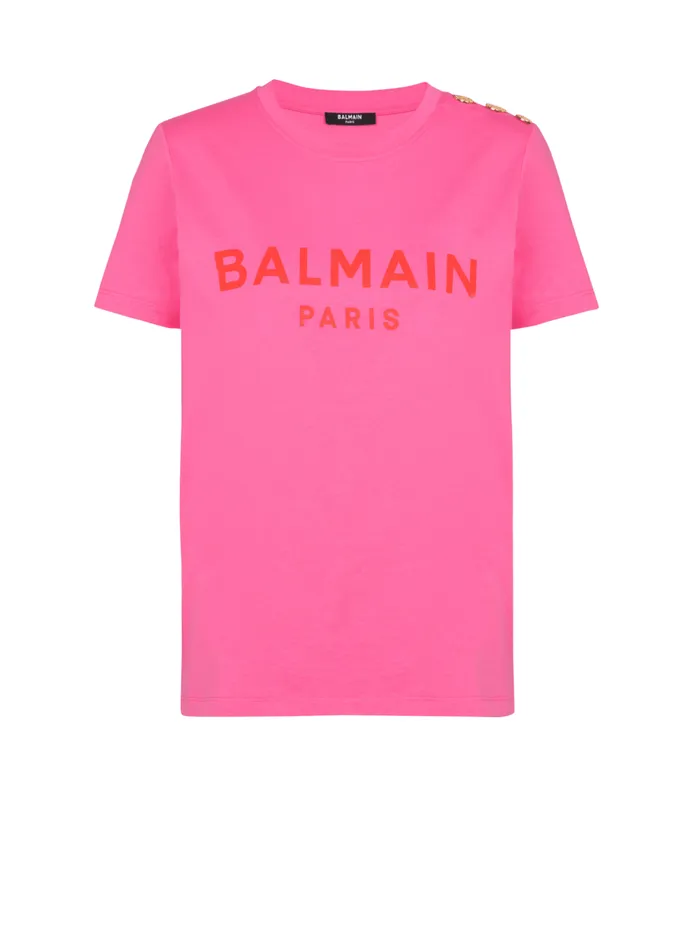 Tshirt With Paris Print Pink Women Balmain TShirts
