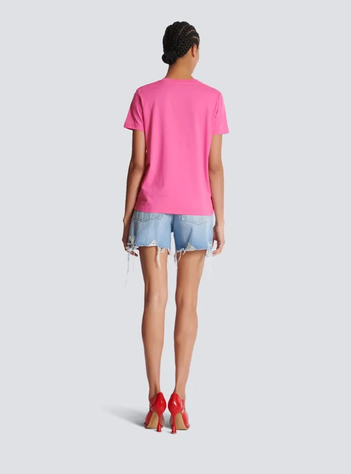 Tshirt With Paris Print Pink Women Balmain TShirts