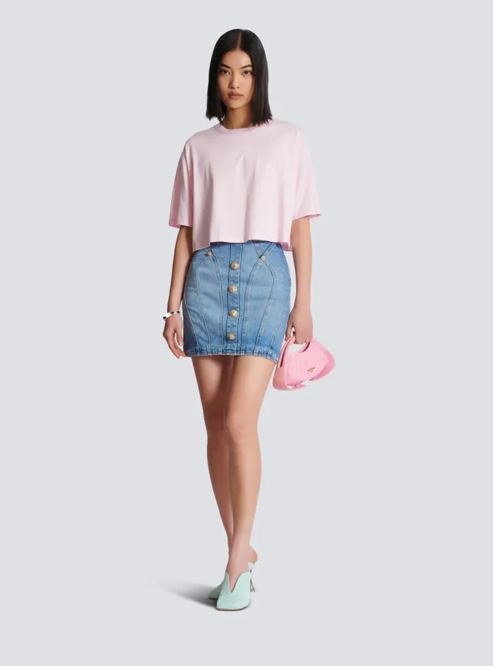 Tshirt With Signature Embroidery Pink Women Balmain TShirts