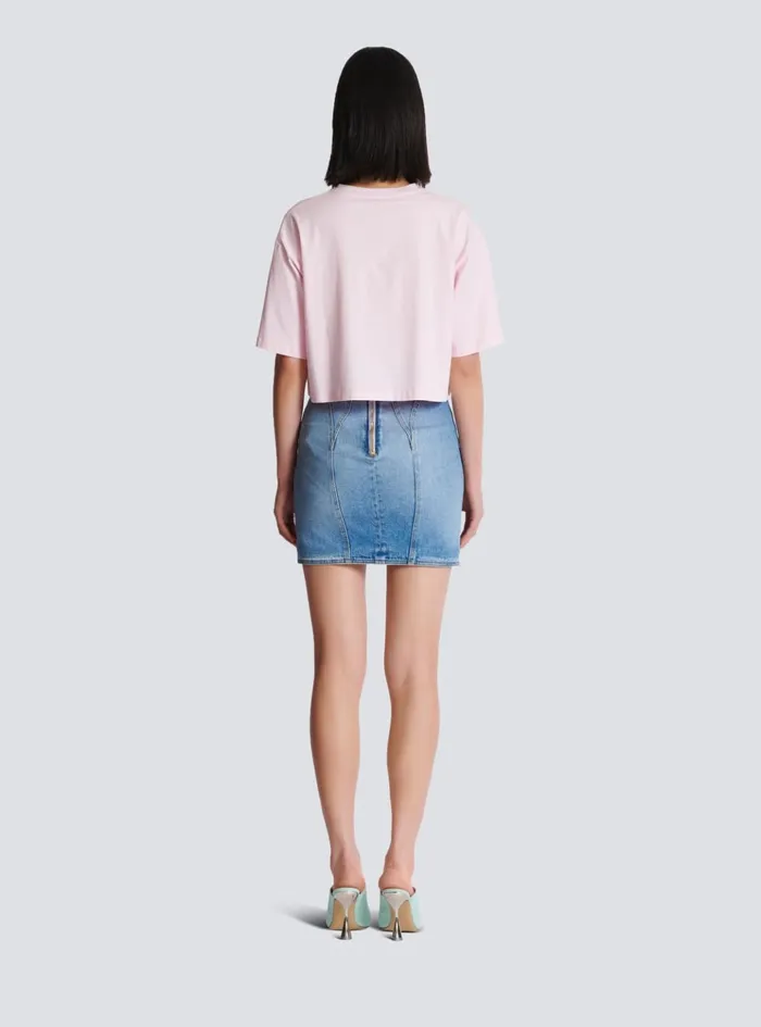 Tshirt With Signature Embroidery Pink Women Balmain TShirts