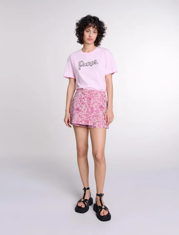 TShirts Women Maje Paris Rhinestone TShirt Pink